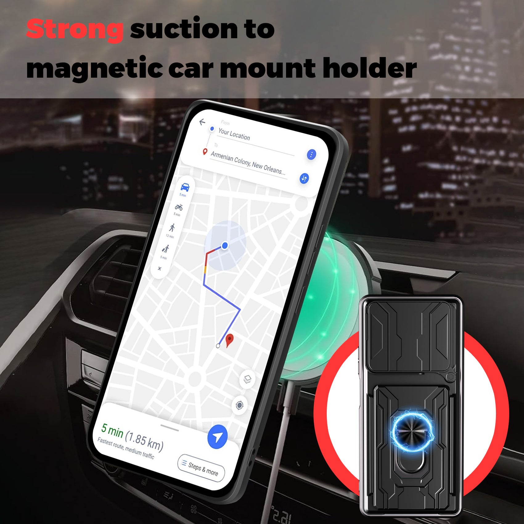 Oppo A5 Pro Rugged Shockproof Case Kickstand Card Cover BLACK