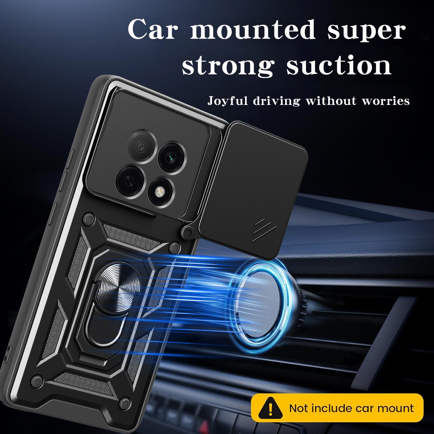 Oppo A5 Pro Tough Case Shockproof Kickstand Cover BLACK