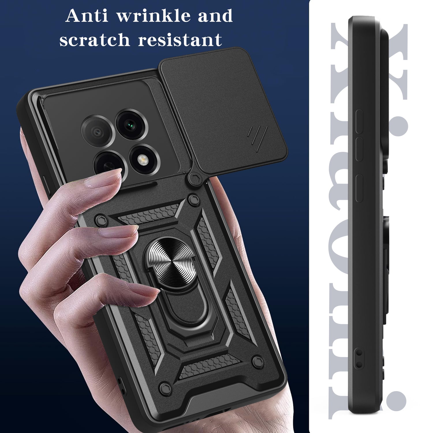 Oppo A5 Pro Tough Case Shockproof Kickstand Cover BLACK