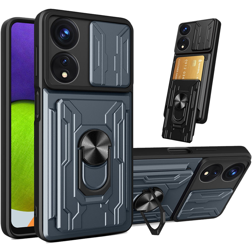 Oppo A78 4G Rugged Shockproof Case Kickstand Card Cover GREY