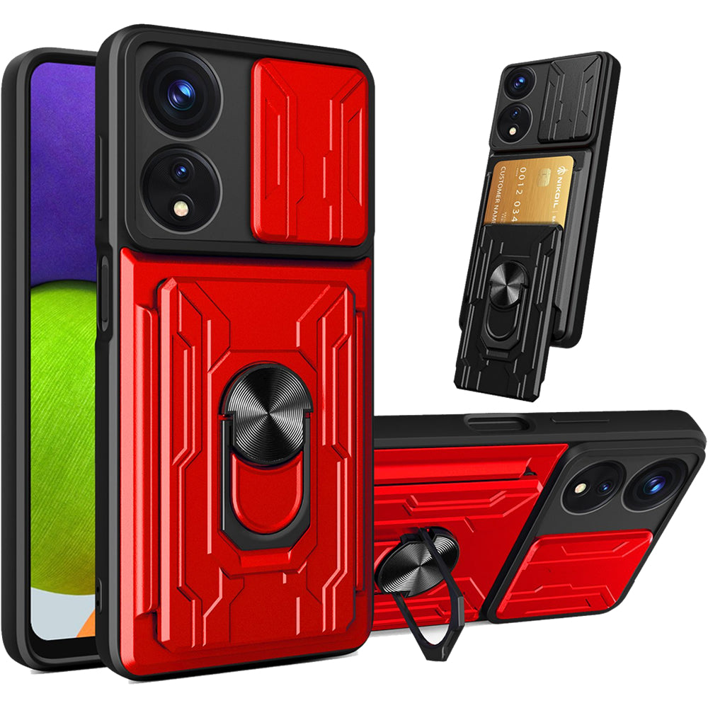 Oppo A78 5G Rugged Shockproof Case Kickstand Card Cover RED