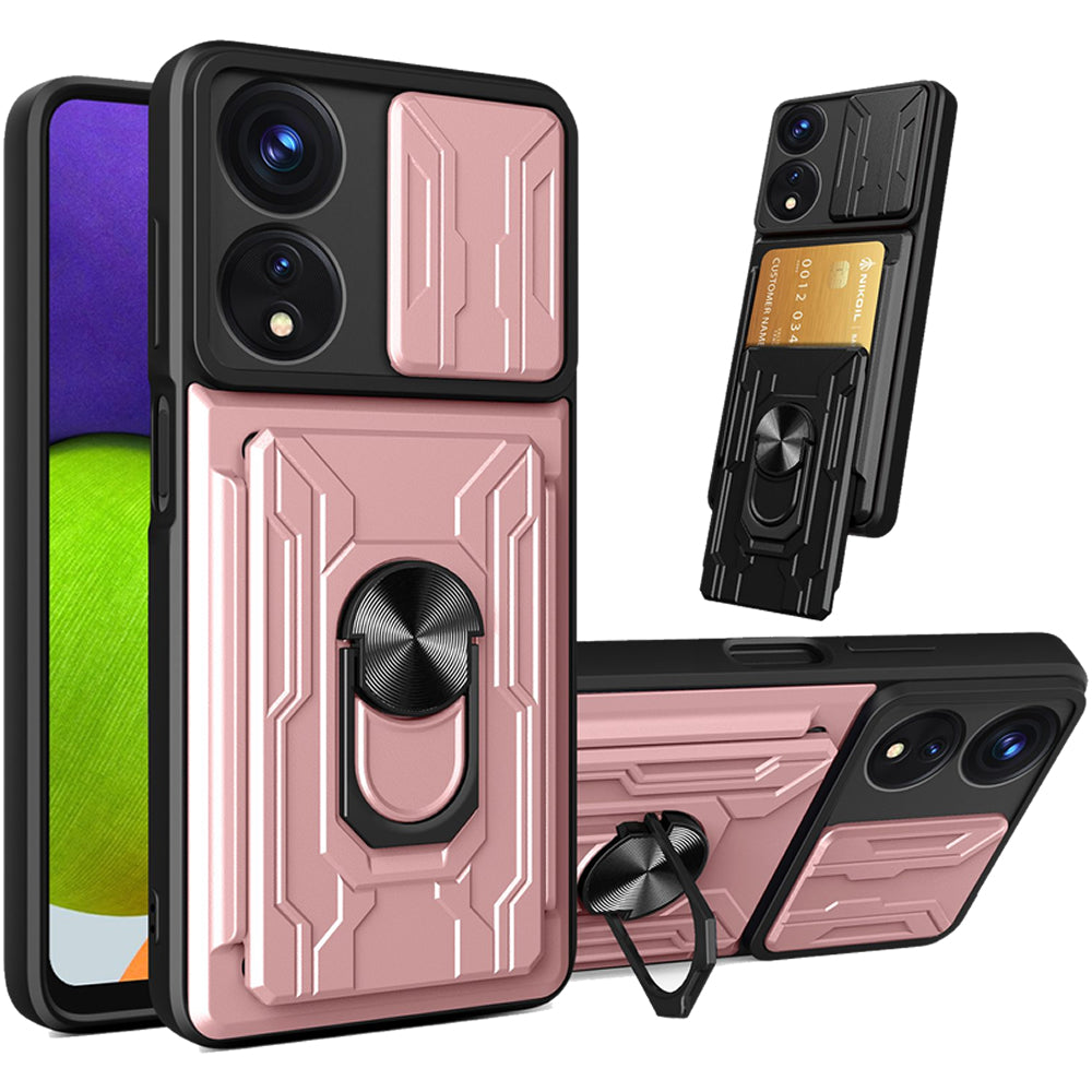 Oppo A17 Rugged Shockproof Case Kickstand Card Cover PINK