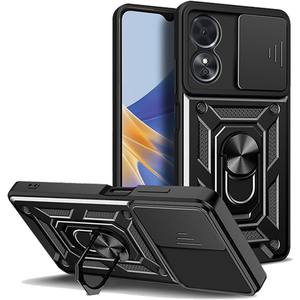 Oppo A78 5G Tough Case Shockproof Kickstand Cover BLACK