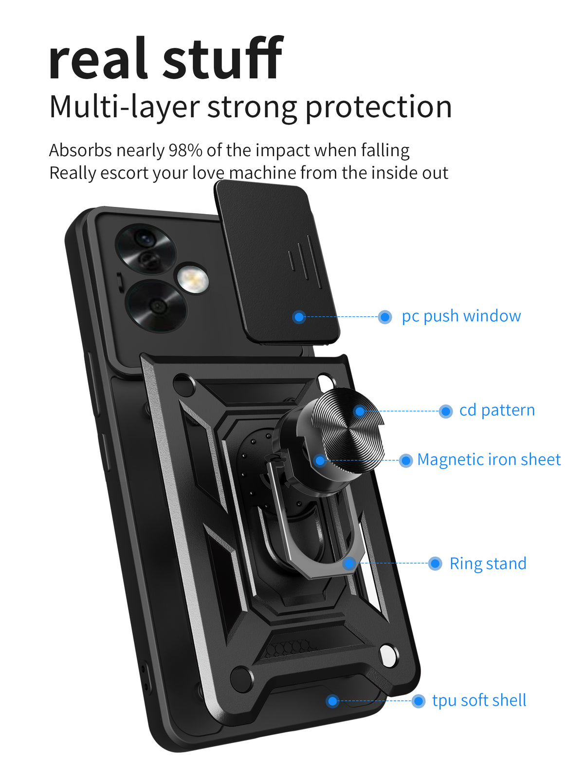 Oppo A79 Tough Case Shockproof Kickstand Cover BLUE