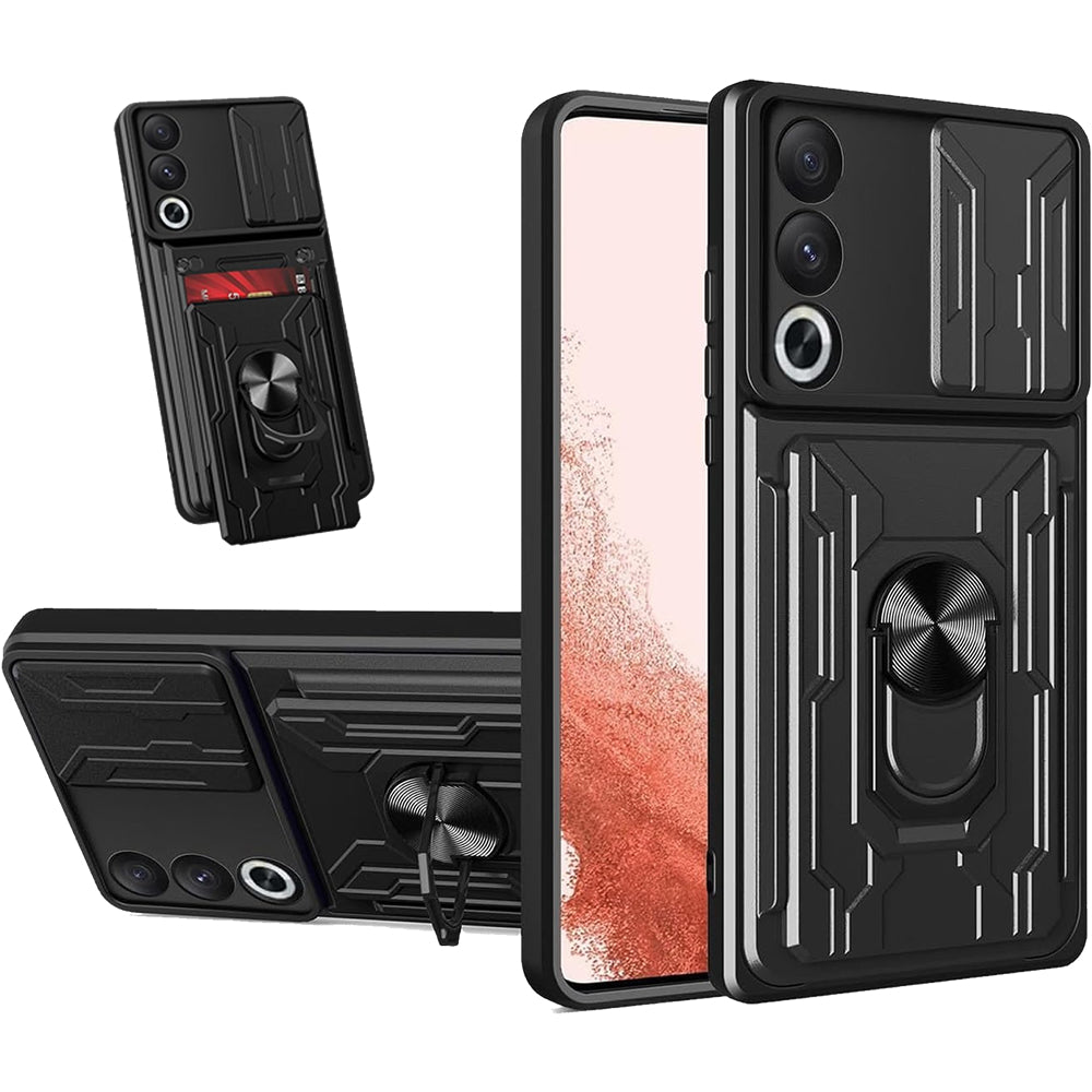 Oppo A80 Rugged Shockproof Case Kickstand Card Cover BLACK