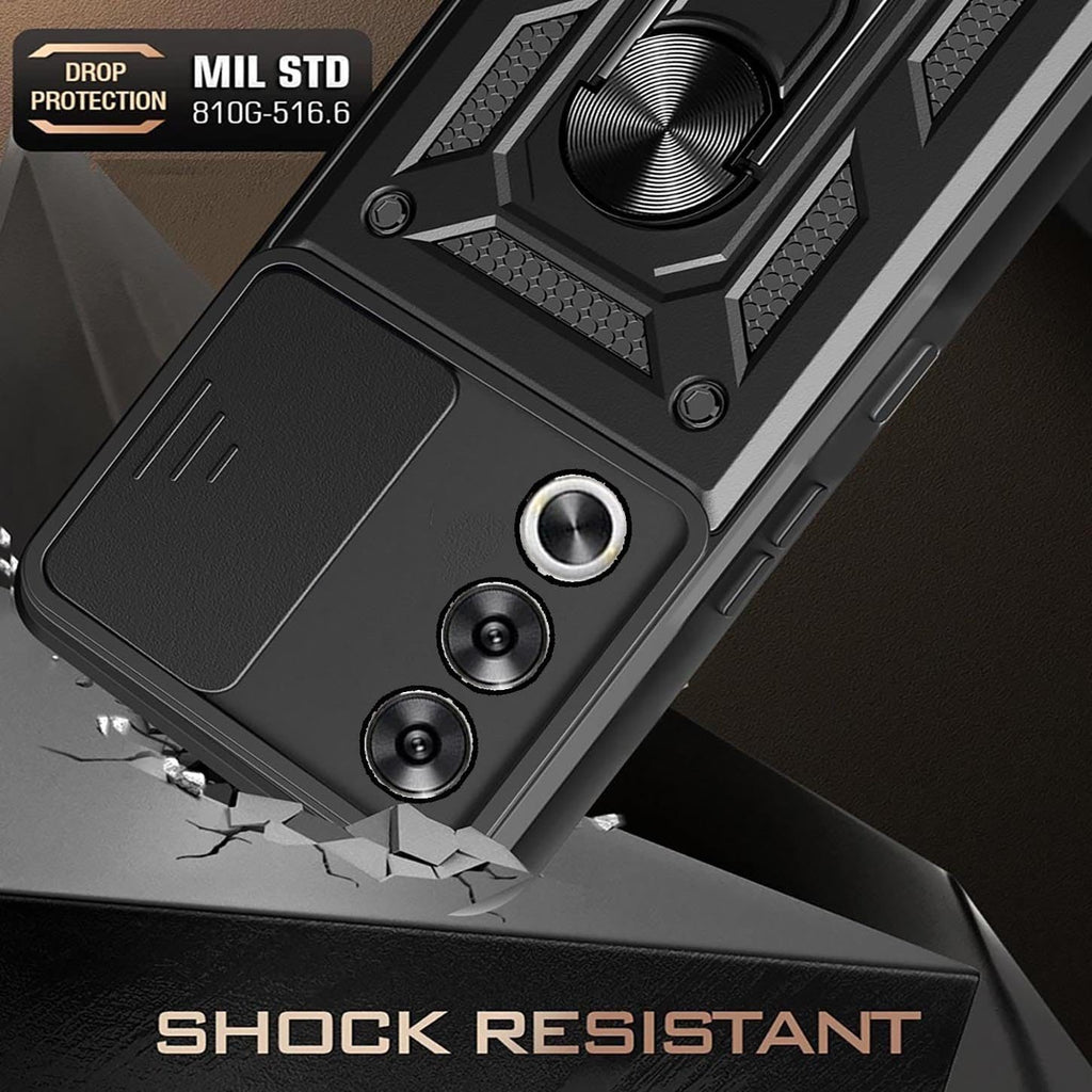 Oppo A80 Tough Case Shockproof Kickstand Cover BLACK