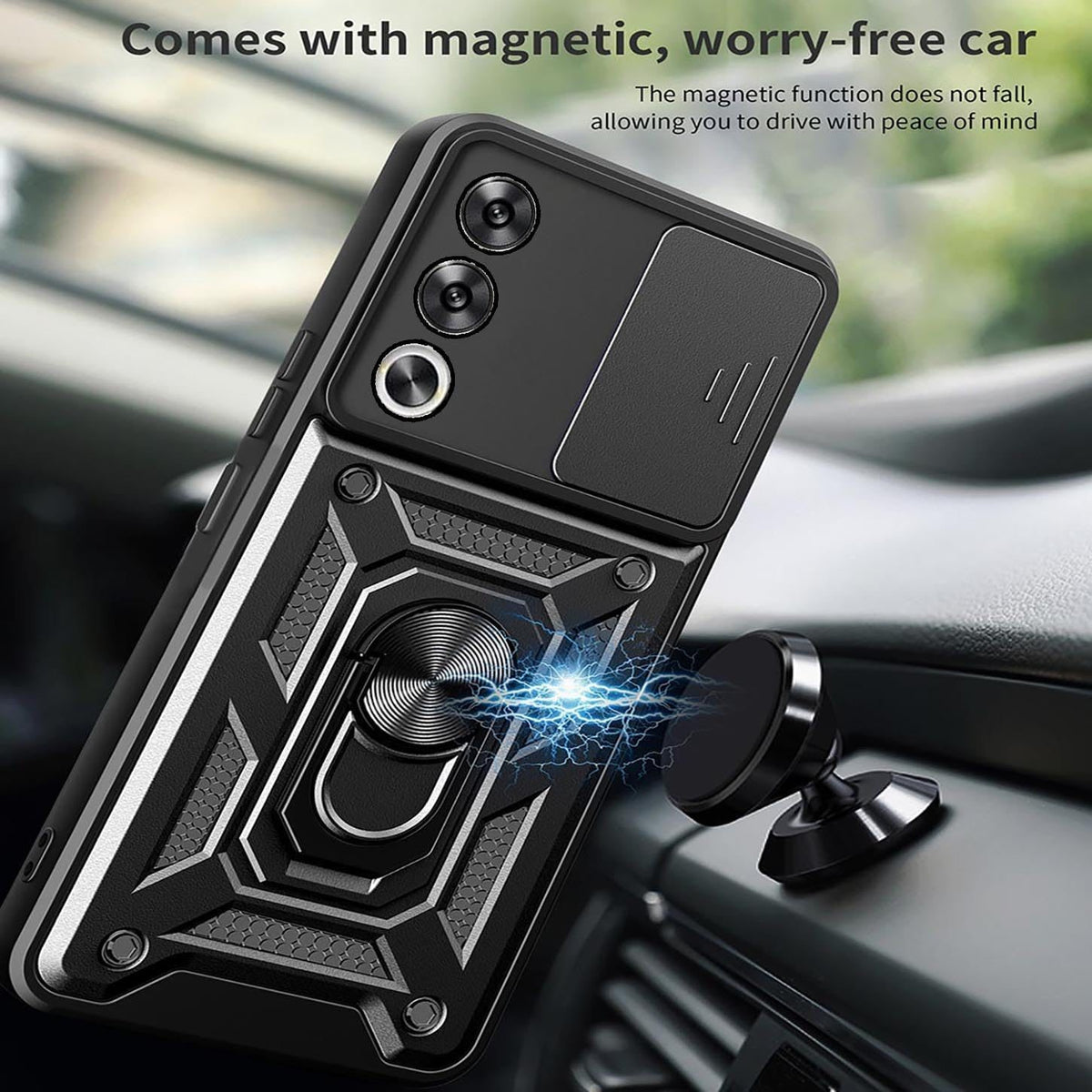 Oppo A80 Tough Case Shockproof Kickstand Cover BLACK