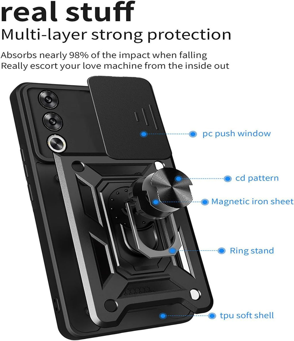 Oppo A80 Tough Case Shockproof Kickstand Cover BLACK
