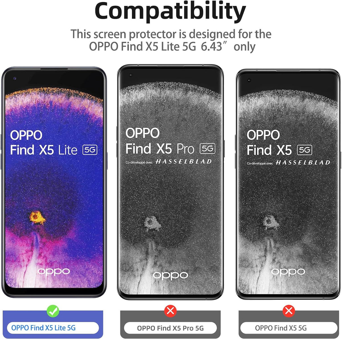 2X Oppo Find X5 Lite Glass Screen Protector