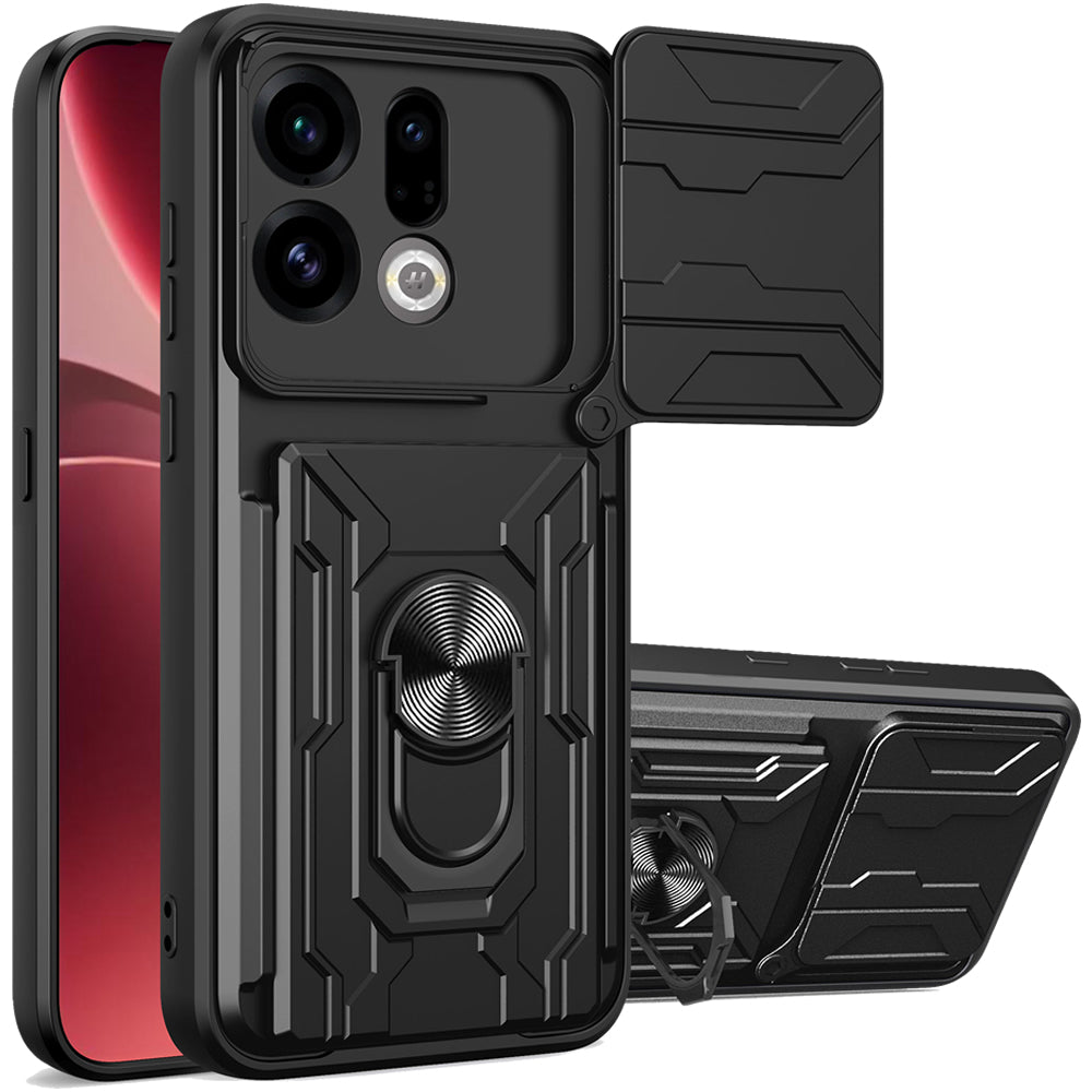Oppo Find X9 Rugged Shockproof Case Kickstand Card Cover BLACK