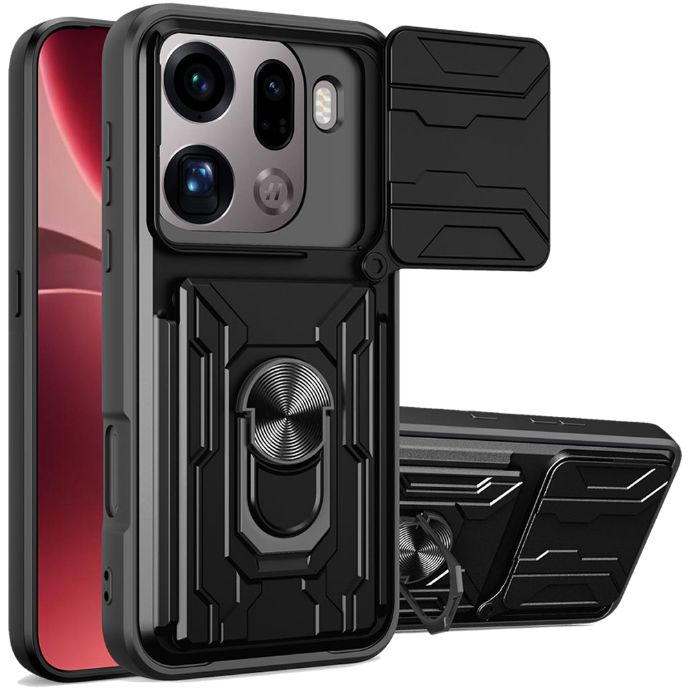 Oppo Find X9 Pro Rugged Shockproof Case Kickstand Card Cover BLACK