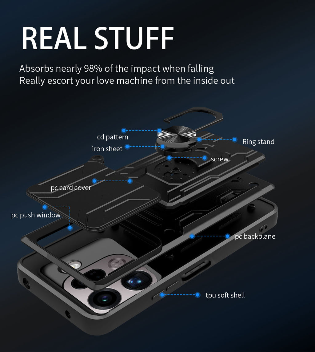 Oppo Find X9 Pro Rugged Shockproof Case Kickstand Card Cover GREY