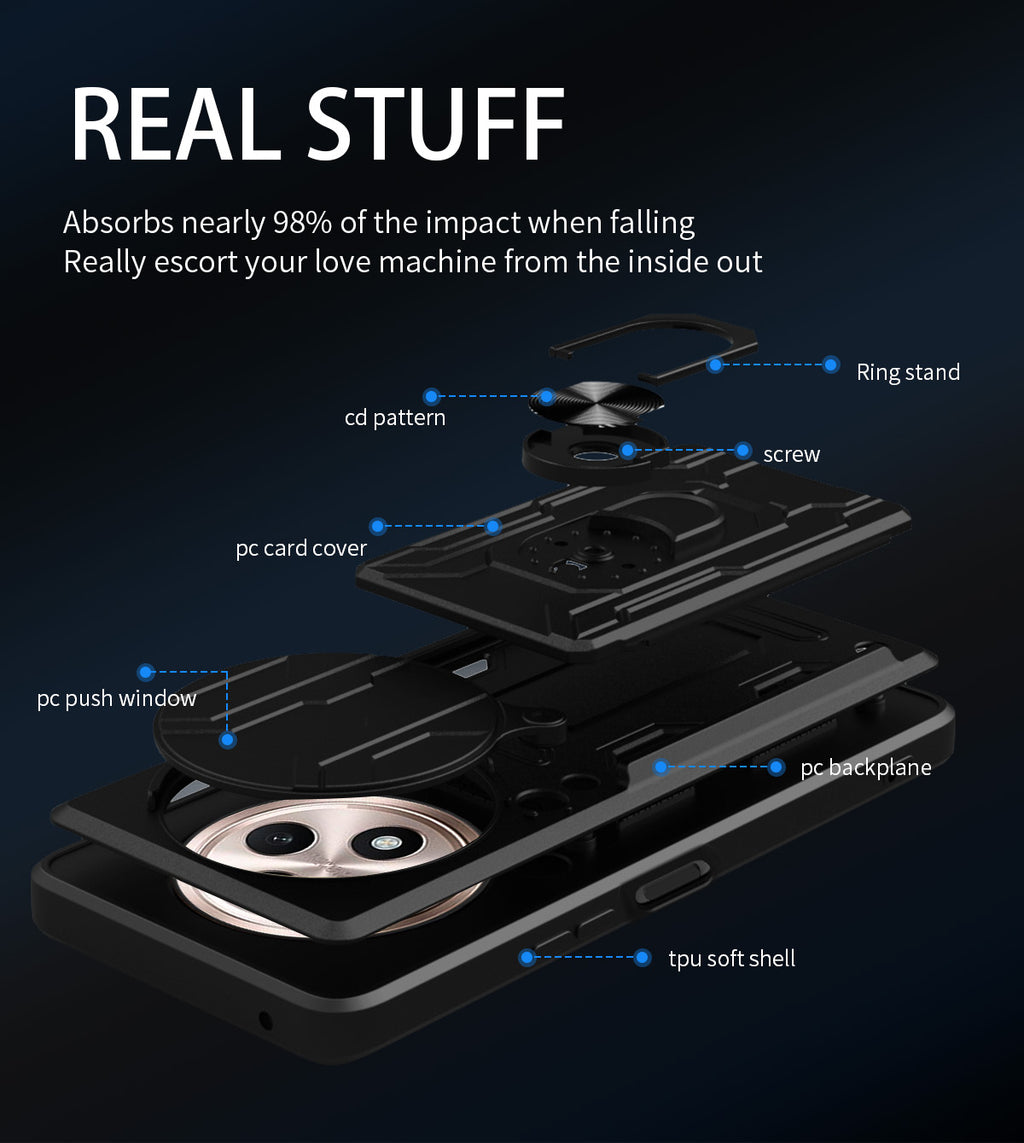 Oppo Reno 12F Rugged Shockproof Case Kickstand Card Cover BLUE