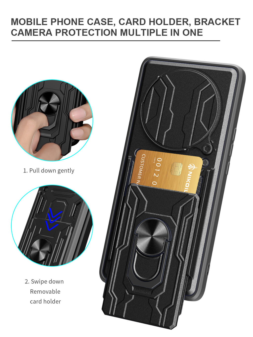 Oppo Reno 12F Rugged Shockproof Case Kickstand Card Cover BLUE