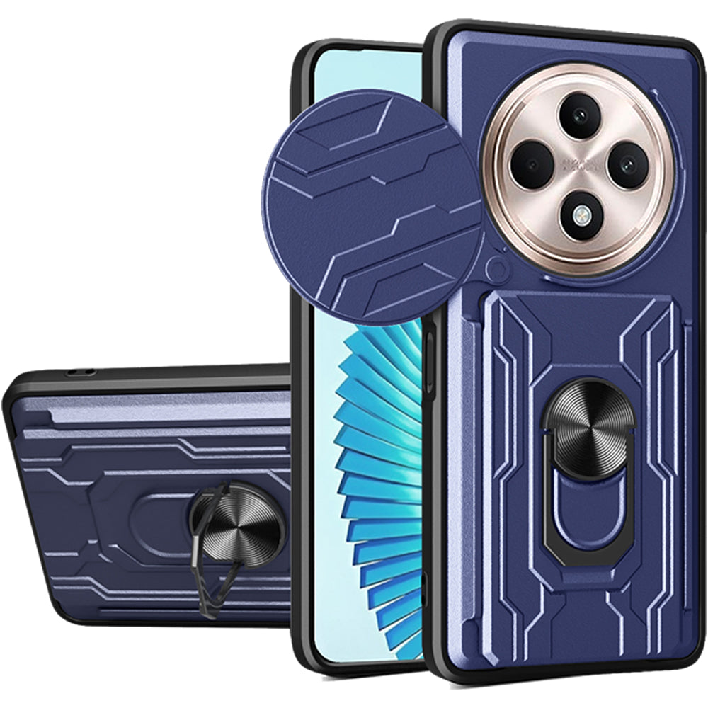 Oppo Reno 12F Rugged Shockproof Case Kickstand Card Cover BLUE