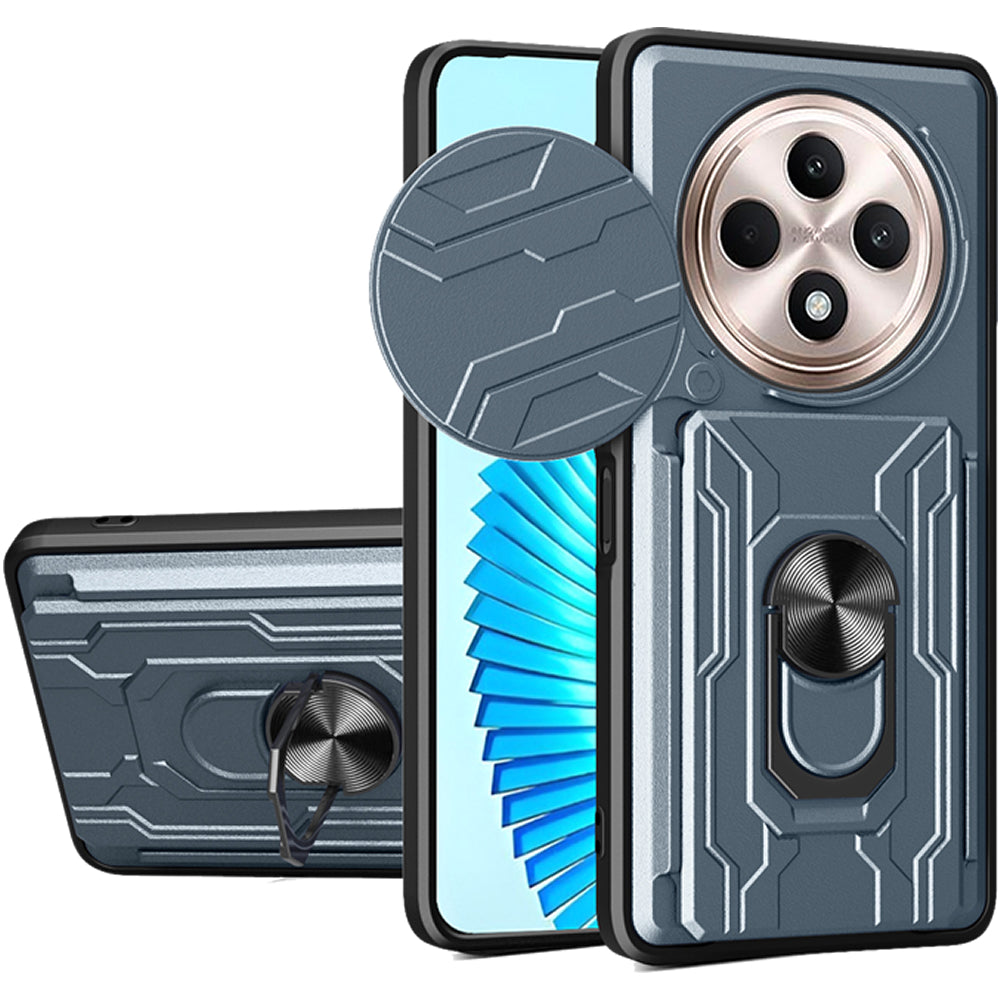 Oppo Reno 12F Rugged Shockproof Case Kickstand Card Cover GREY