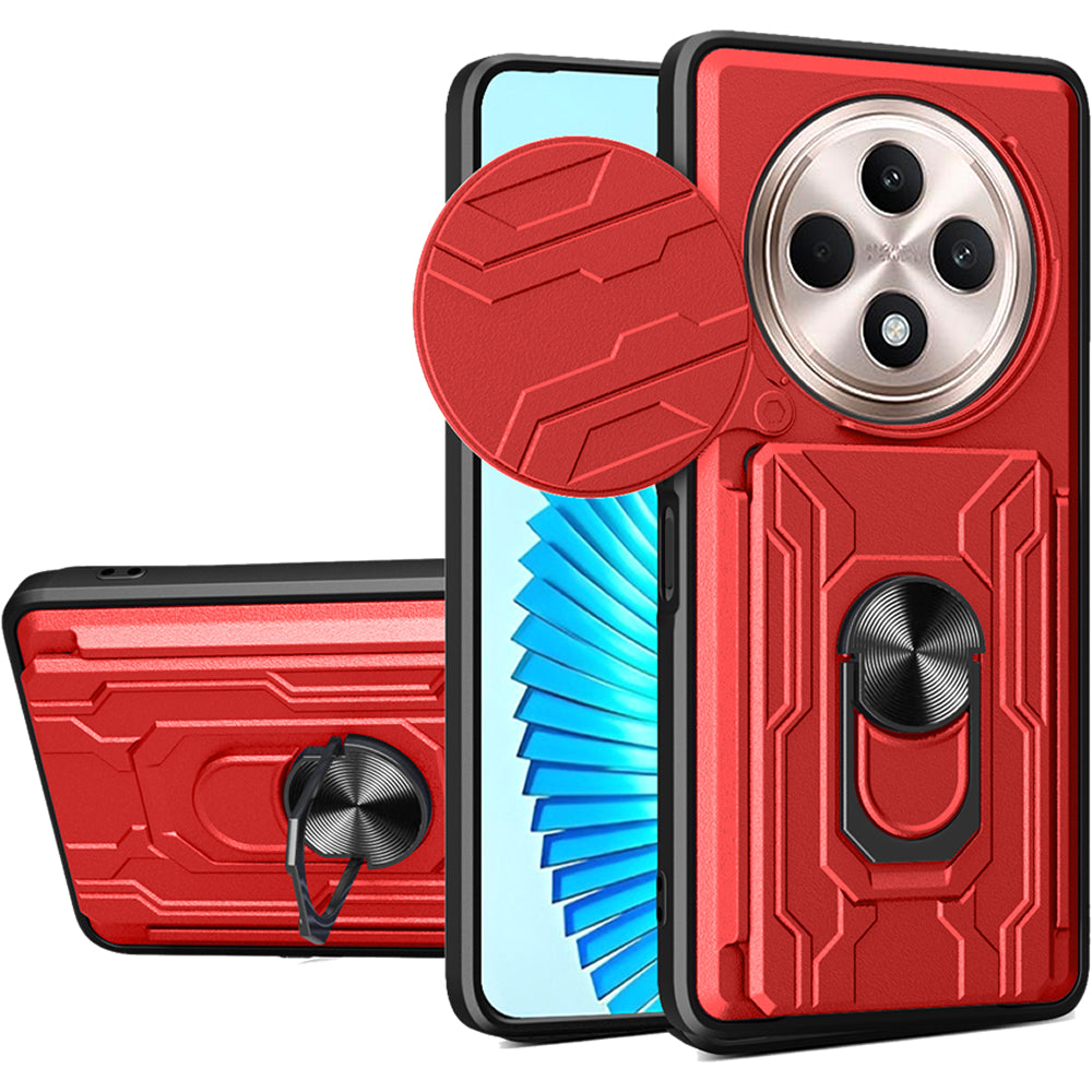 Oppo Reno 12F Rugged Shockproof Case Kickstand Card Cover RED