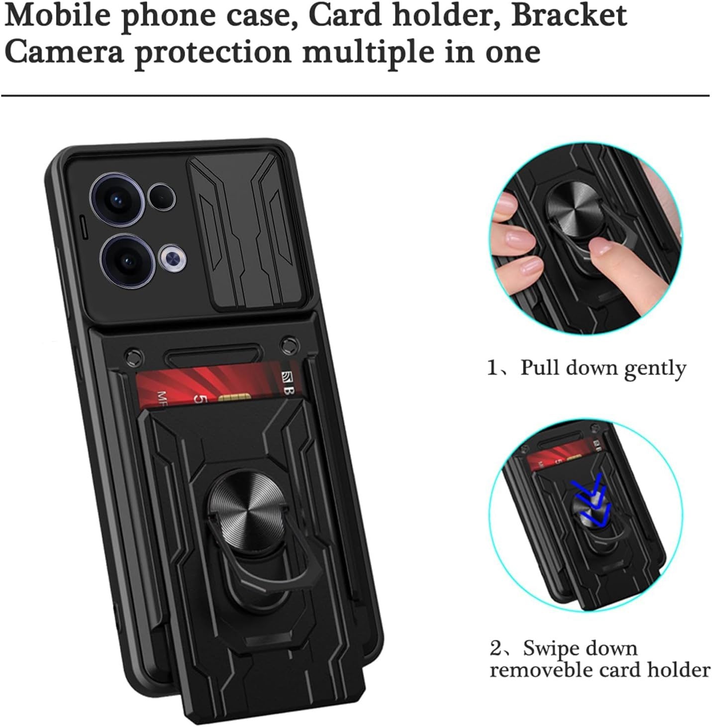 Oppo Reno 13 Rugged Shockproof Case Kickstand Card Cover GREY