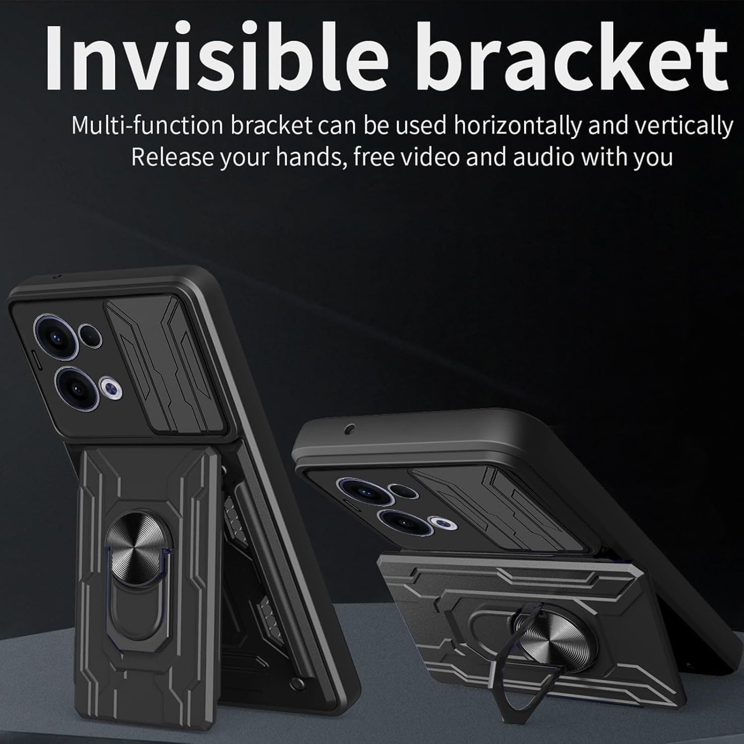 Oppo Reno 13 Rugged Shockproof Case Kickstand Card Cover GREY