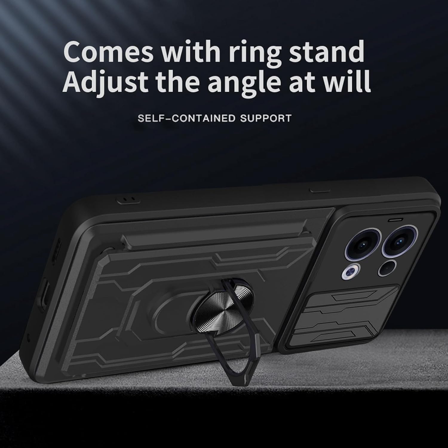 Oppo Reno 13 Rugged Shockproof Case Kickstand Card Cover GREY