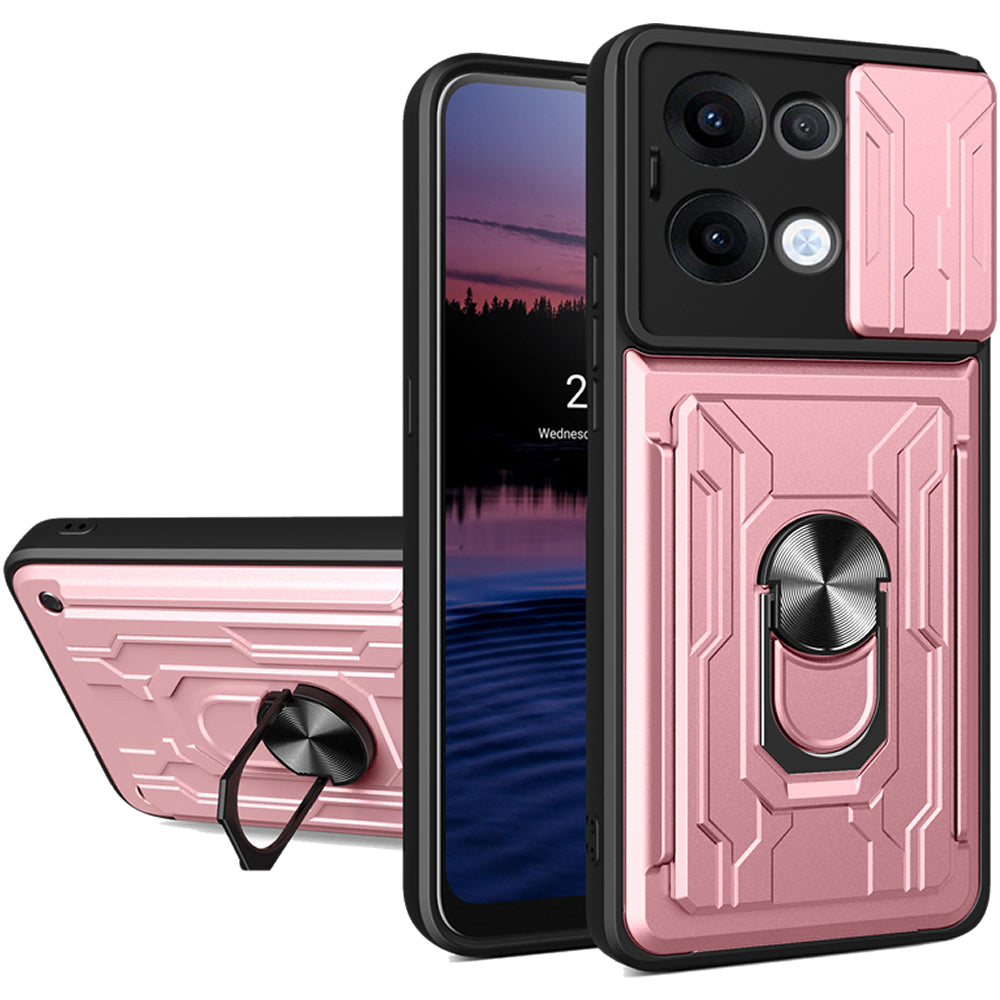Oppo Reno 13 Rugged Shockproof Case Kickstand Card Cover PINK