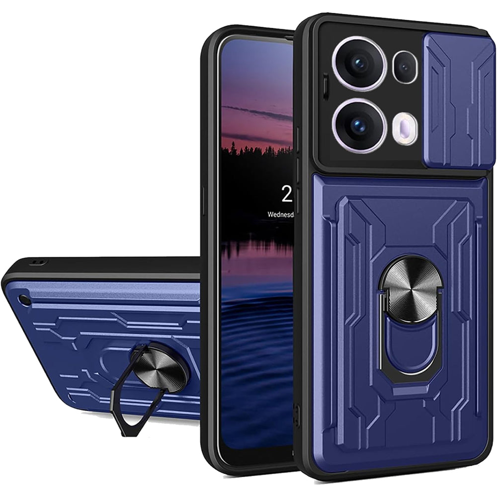 Oppo Reno 13 Pro Rugged Shockproof Case Kickstand Card Cover BLUE