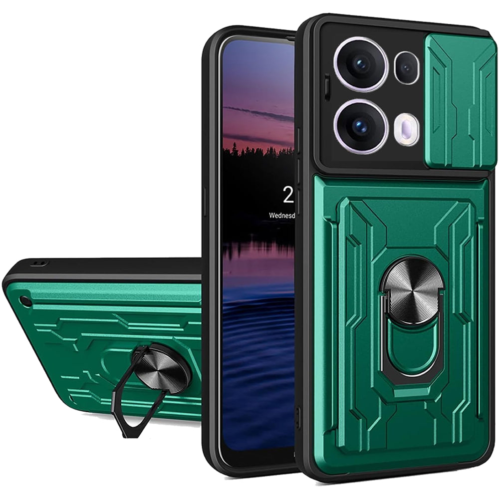 Oppo Reno 13 Pro Rugged Shockproof Case Kickstand Card Cover GREEN