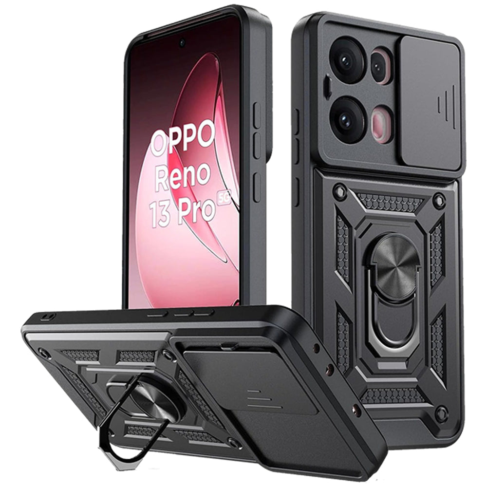 Oppo Reno 13 Pro Tough Case Shockproof Kickstand Cover BLACK