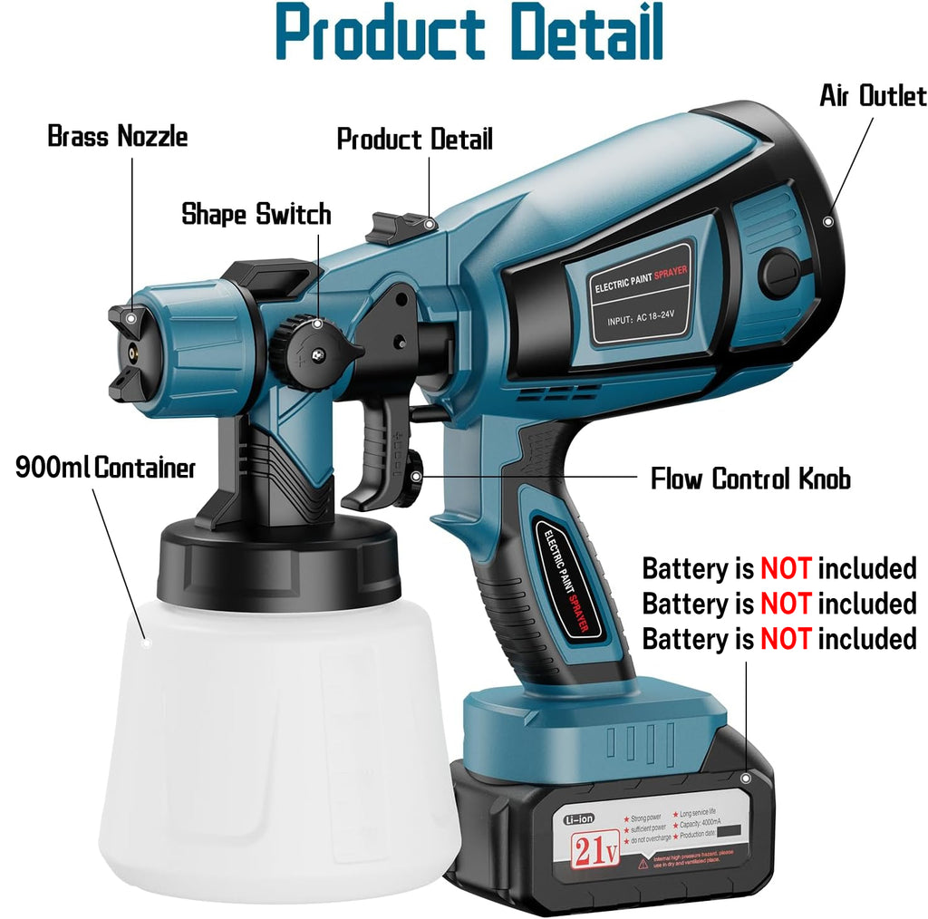 Cordless Spray Gun Paint Sprayer For Makita Battery
