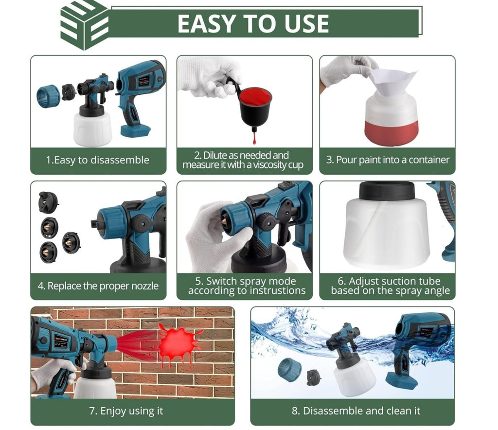 Cordless Spray Gun Paint Sprayer For Milwaukee Battery