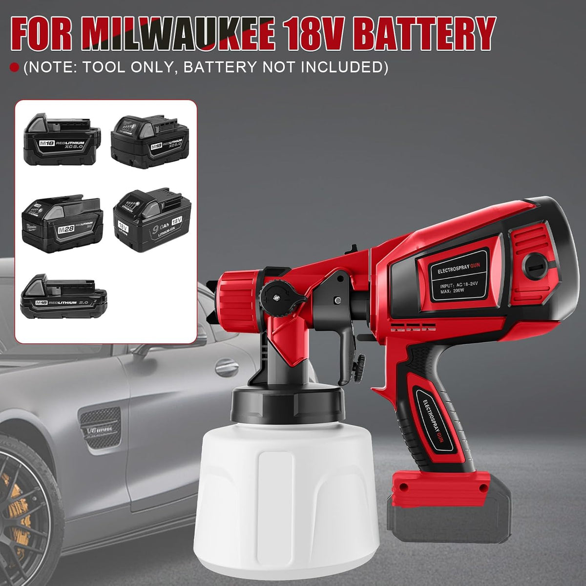 Cordless Spray Gun Paint Sprayer For Milwaukee Battery