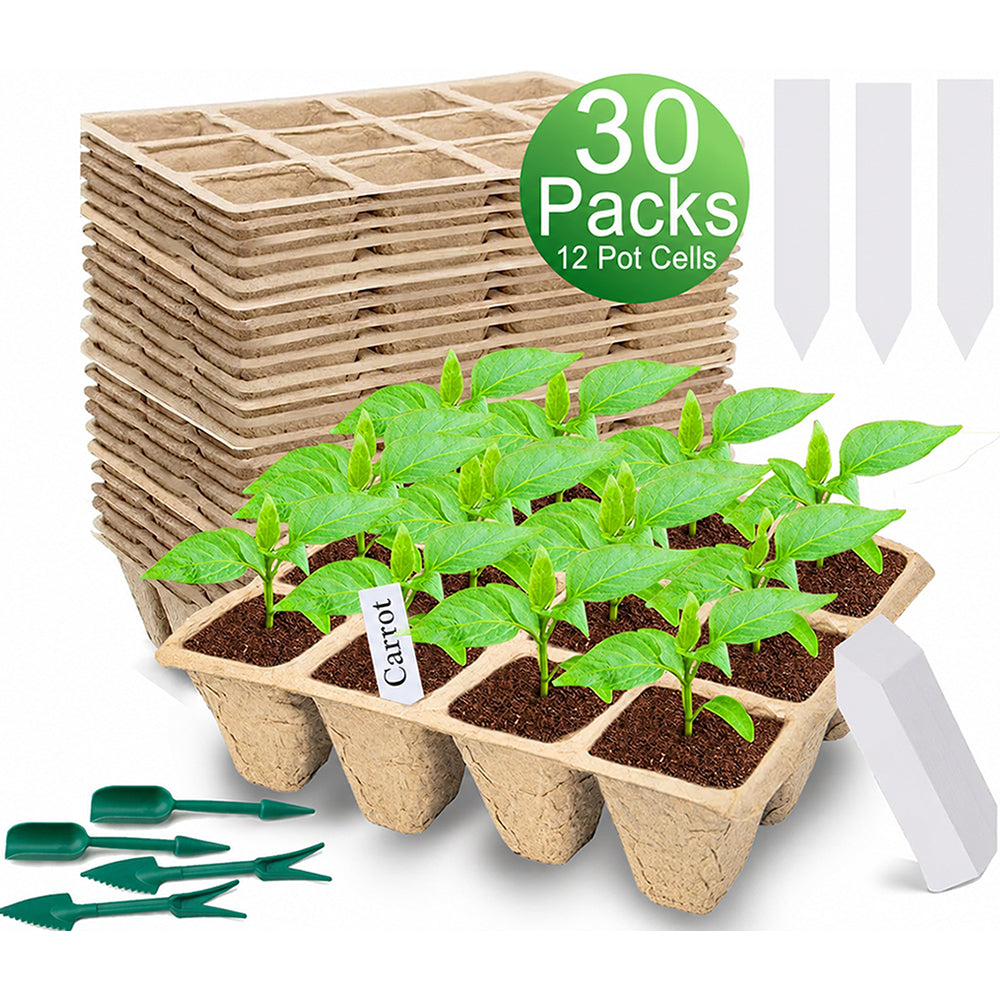 30Pcs Seed Trays 12 Cells Seed Starter Kit for Seeds Growing Starting