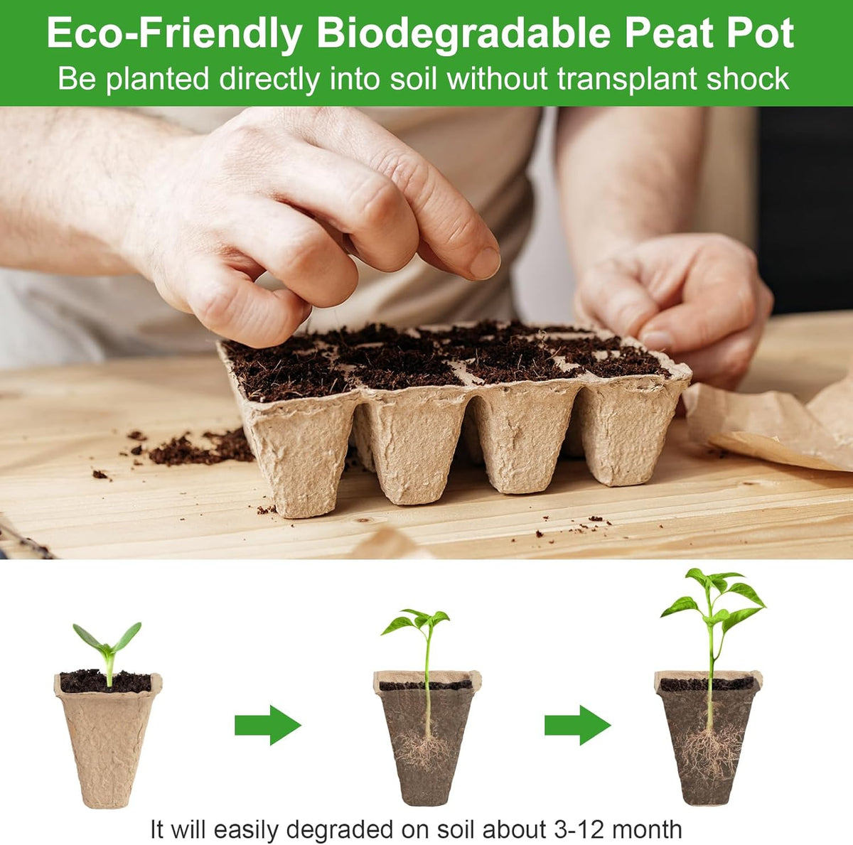 30Pcs Seed Trays 12 Cells Seed Starter Kit for Seeds Growing Starting