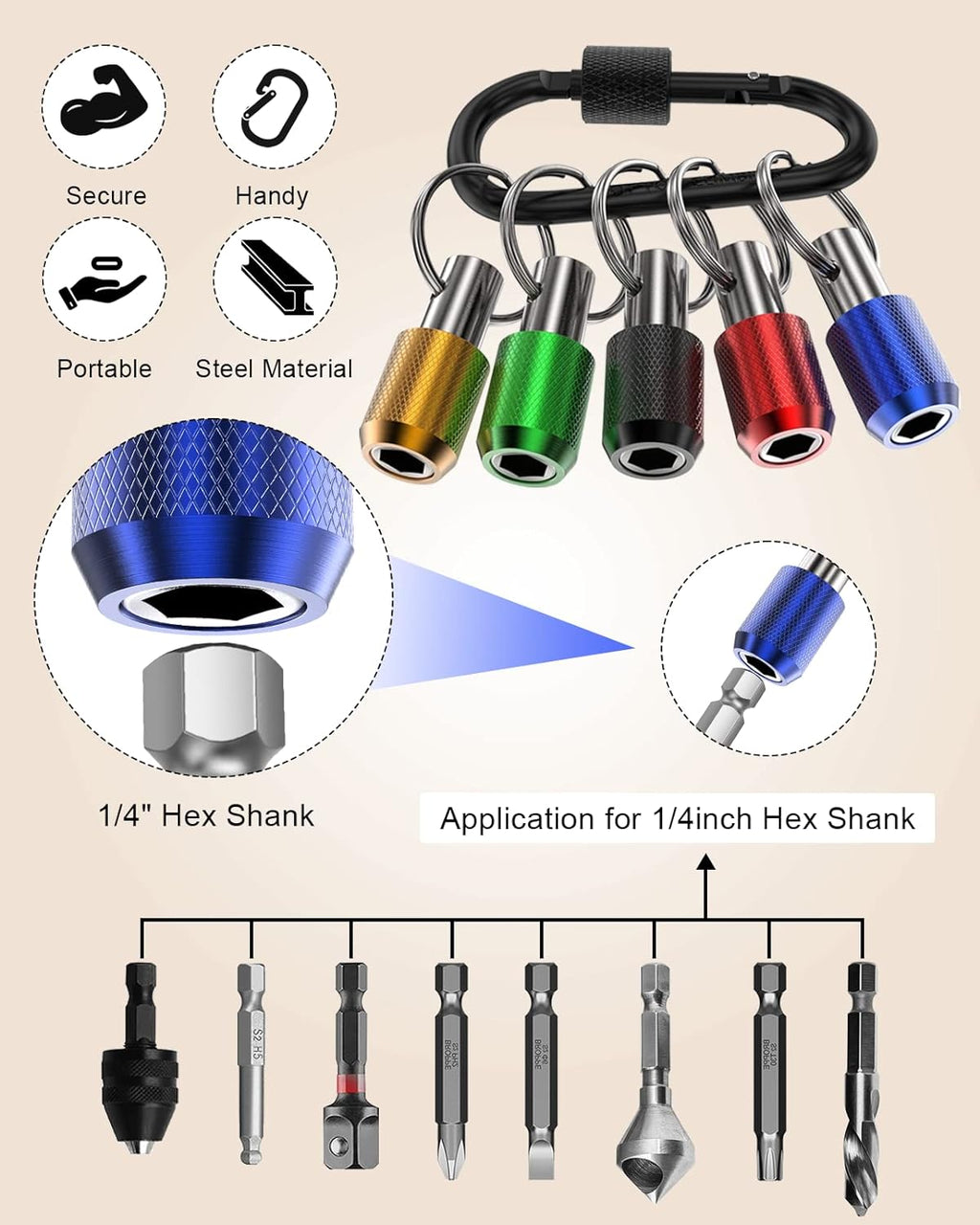1/4" Hex Screwdriver Bit Holder (Aluminum Alloy)