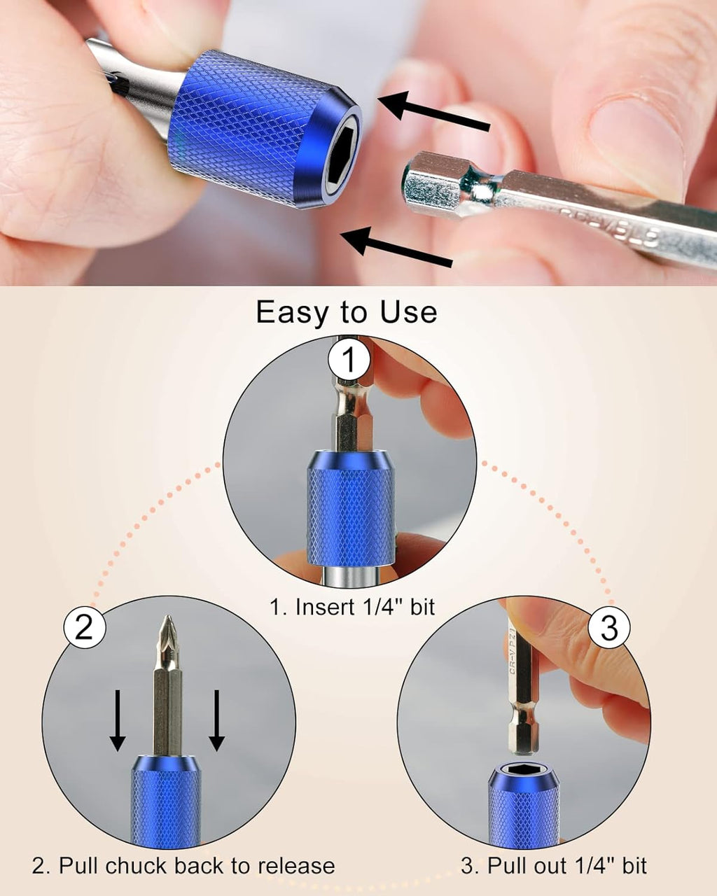 1/4" Hex Screwdriver Bit Holder (Aluminum Alloy)