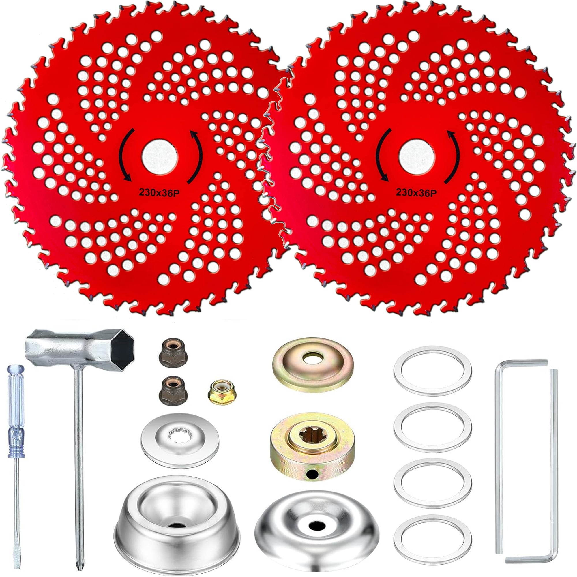 2 Pack 36T Carbide Brush Cutter Blade Weed Cutter Trimmer Kit