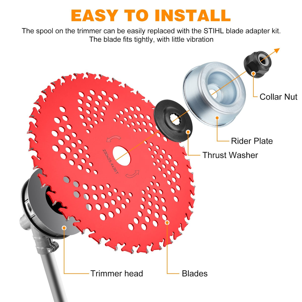 2 Pack 36T Carbide Brush Cutter Blade Weed Cutter Trimmer Kit