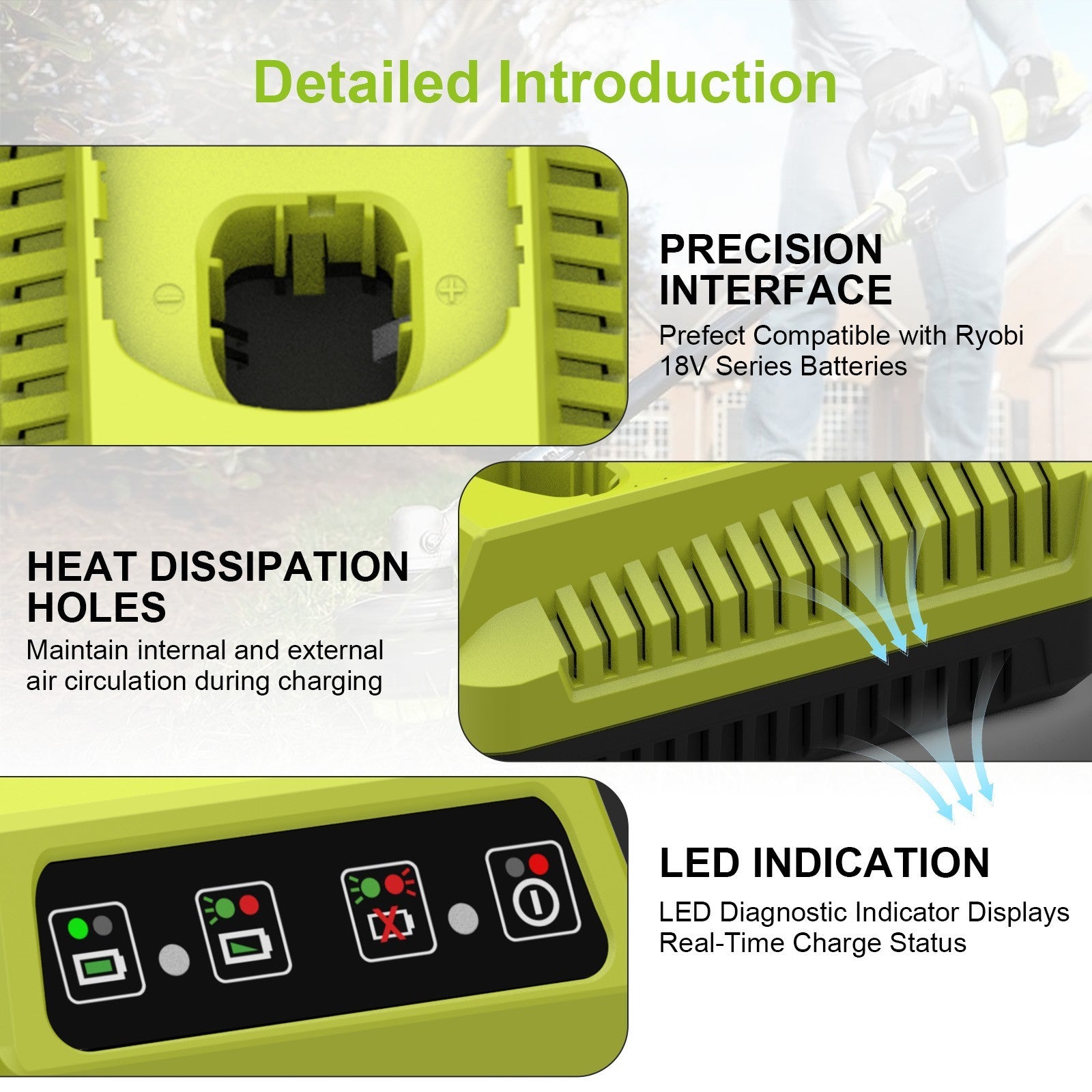 18V Replacement Charger for Ryobi Tools Battery Replacement RYOBI battery Charger