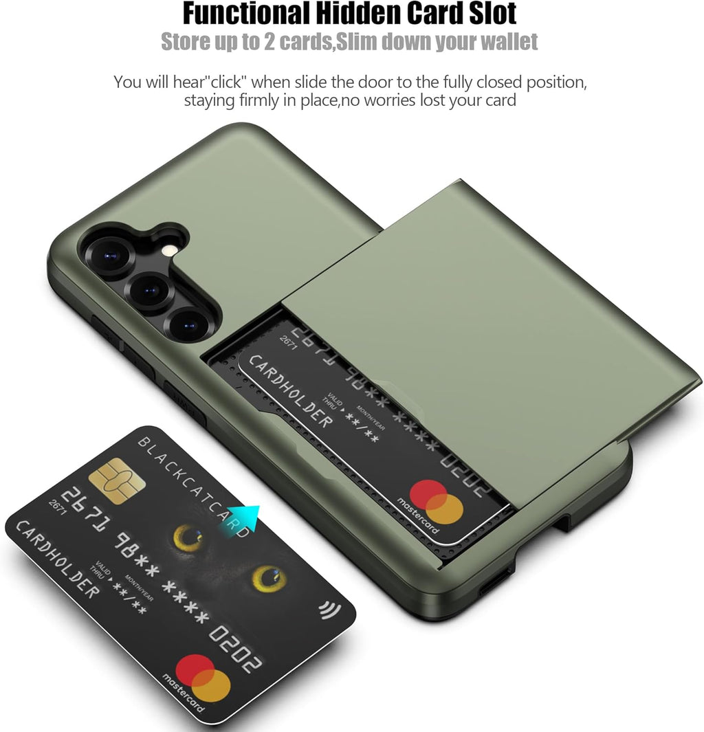 Samsung Galaxy A56 Shockproof Wallet Case Card Cover GREEN