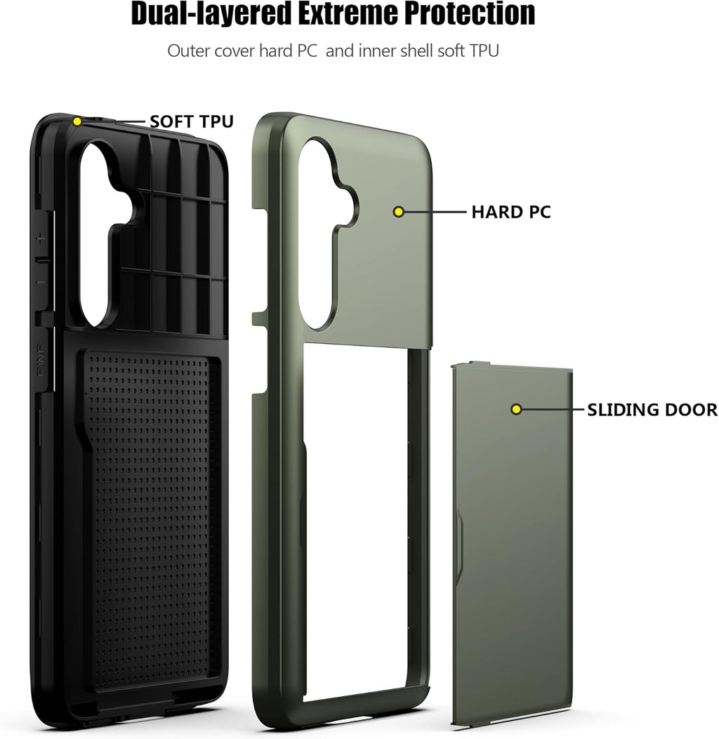 Samsung Galaxy A56 Shockproof Wallet Case Card Cover GREEN