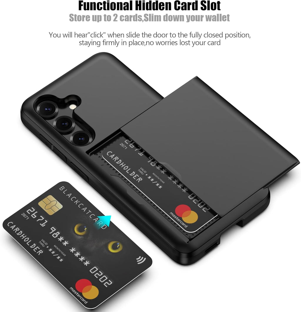 Samsung Galaxy A26 Shockproof Wallet Case Card Cover BLACK