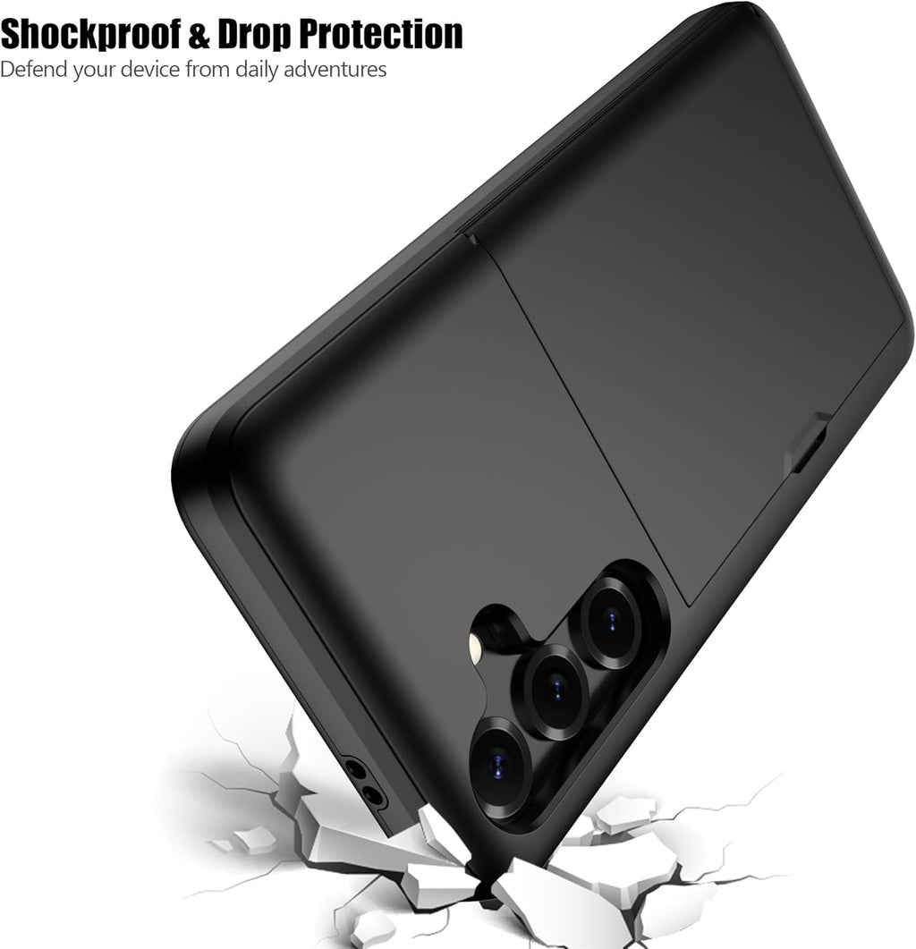 Samsung Galaxy A26 Shockproof Wallet Case Card Cover BLACK
