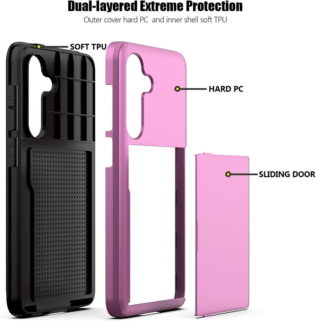 Samsung Galaxy A56 Shockproof Wallet Case Card Cover HOT PINK