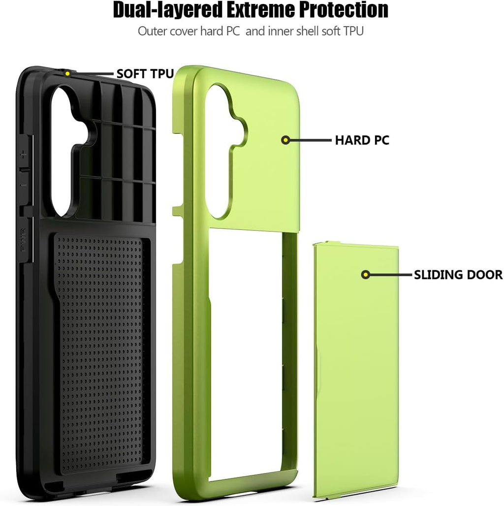 Samsung Galaxy A56 Shockproof Wallet Case Card Cover GREEN
