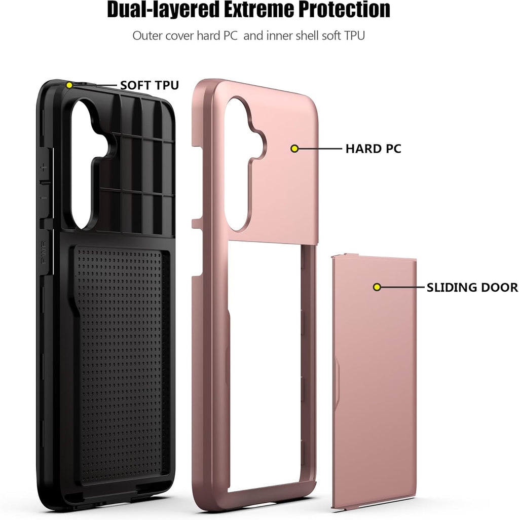Samsung Galaxy A56 Shockproof Wallet Case Card Cover PINK