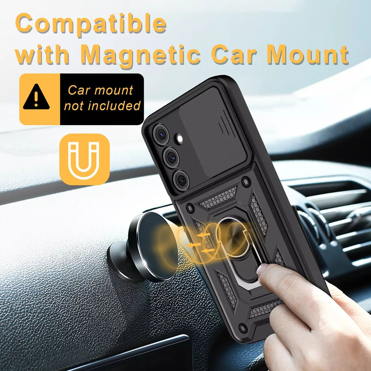 Samsung Galaxy S25 Plus Tough Case Shockproof Kickstand Cover BLACK