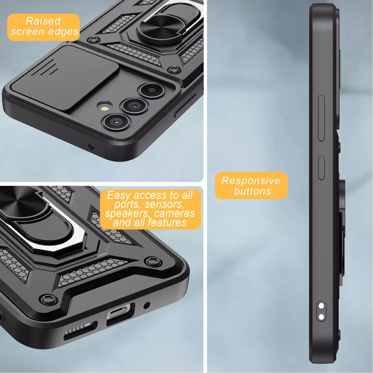 Samsung Galaxy S25 Plus Tough Case Shockproof Kickstand Cover BLACK