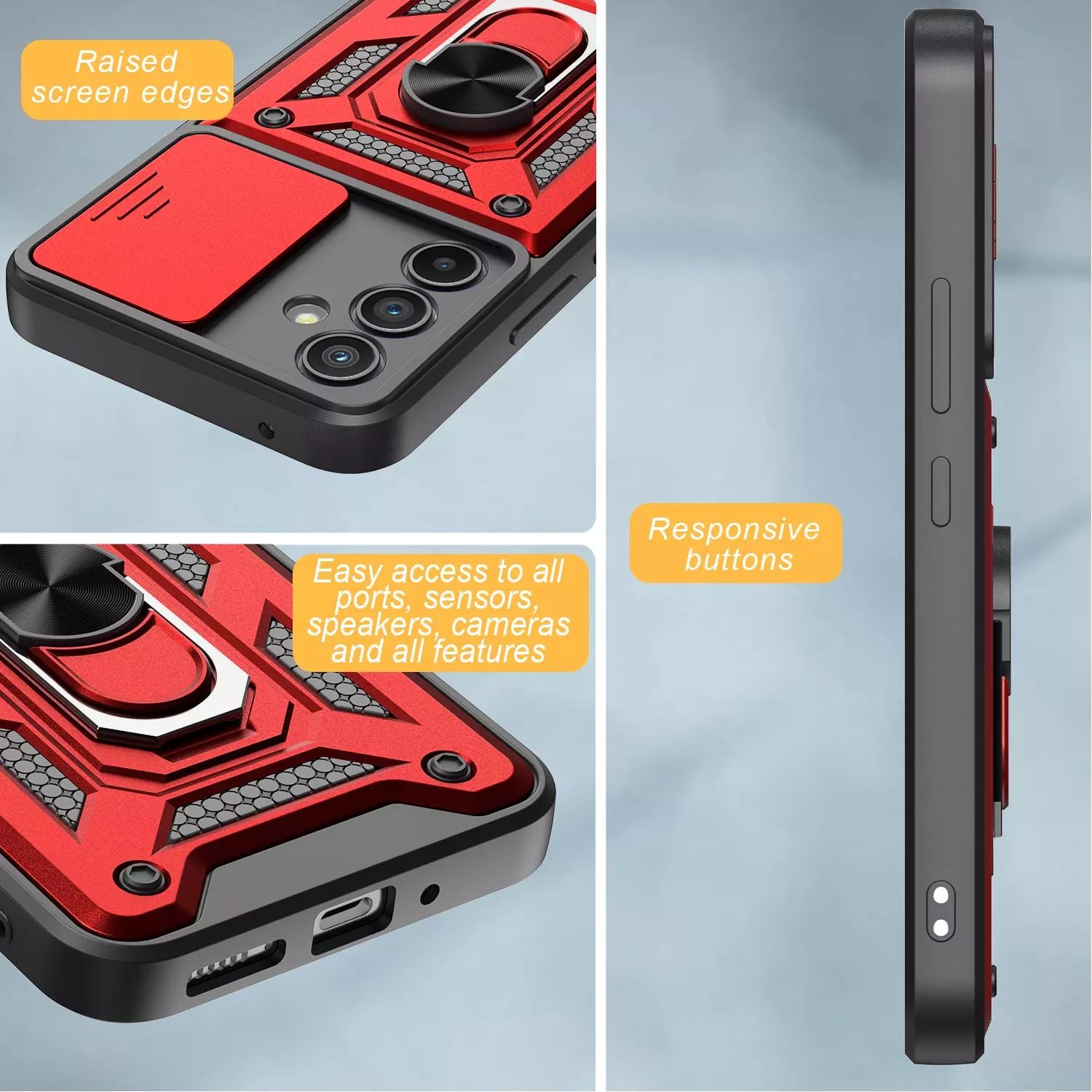 Samsung Galaxy S24 Plus Tough Case Shockproof Kickstand Cover RED