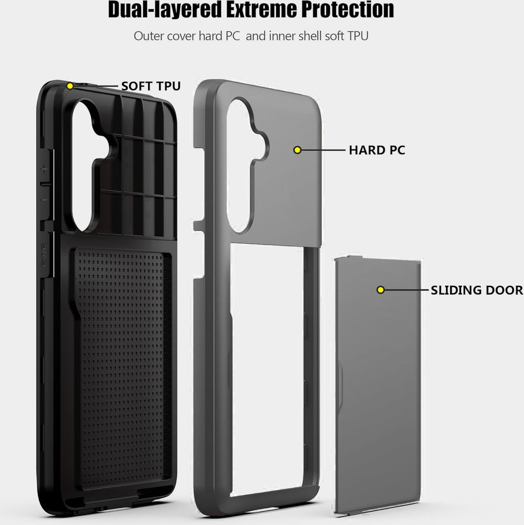 Samsung Galaxy A37 Shockproof Wallet Case Card Cover GREY