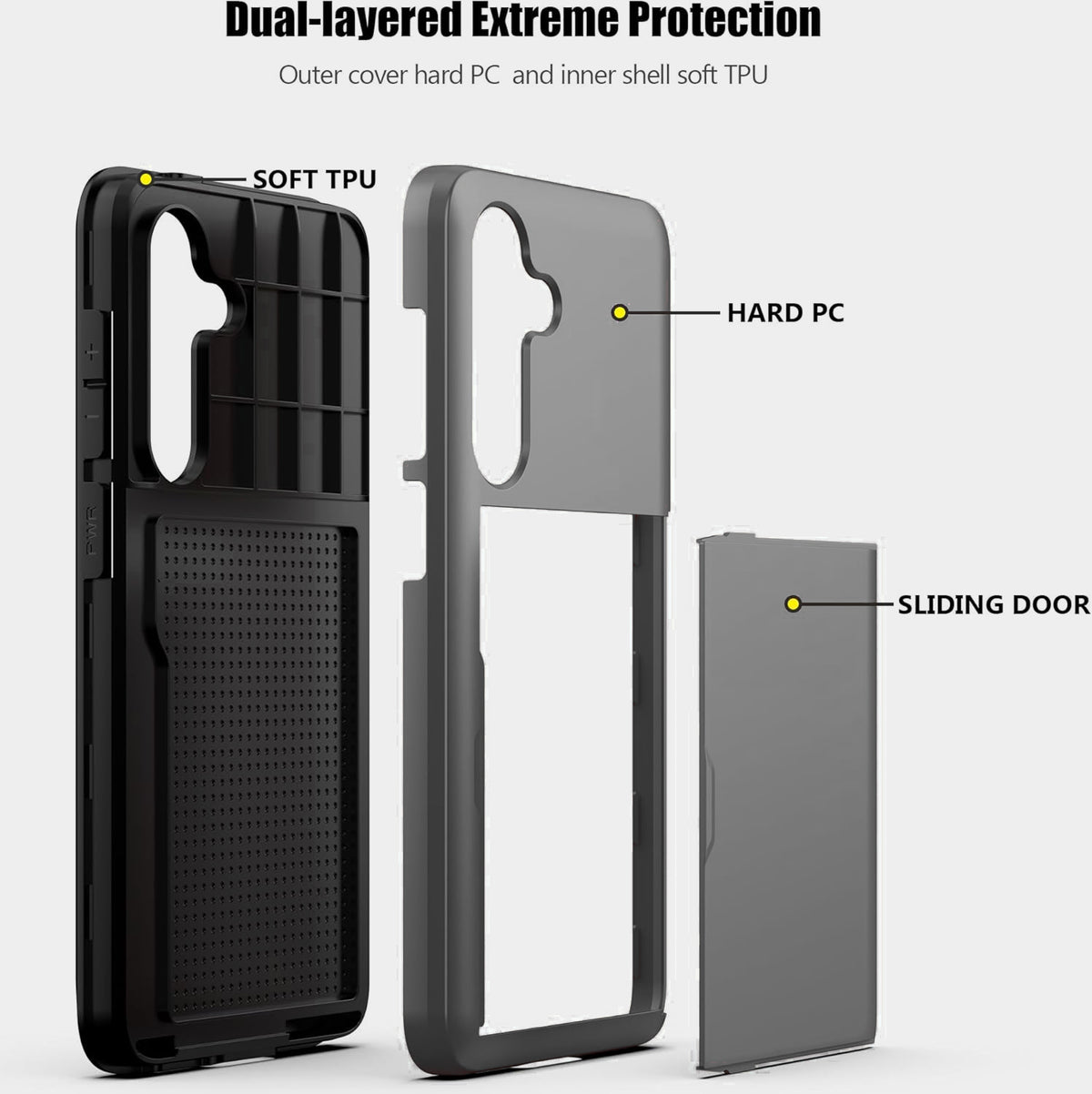 Samsung Galaxy A37 Shockproof Wallet Case Card Cover GREY